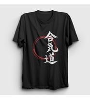 Presmono Unisex Beyaz Circle Aikido Ufc Mma Dövüş Sanatları T-Shirt 502451tt (Siyah)