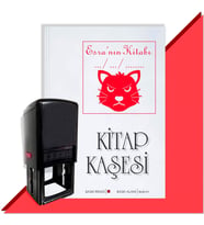 Kişiye Özel  Kızgın Kedi Emoji Tarihli Kitap Kaşesi (Kırmızı)