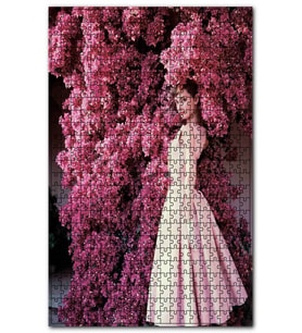 Cakapuzzle Audrey Hepburn Kırmızı Çiçekler Önünde Puzzle Yapboz MDF (Ahşap) (1000 Parça)