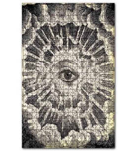 Cakapuzzle Gizemli Göz ve Bulutlar Karakalem Puzzle Yapboz MDF (Ahşap) (1000 Parça)