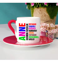 Anneler Gününe Özel Türk Kahvesi Fincanı (Kırmızı)