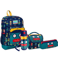 Coral High Kids 4'lü Çanta Seti (4 Bölmeli Çanta-Beslenme-Kalemlik-Matara) (Mavi)