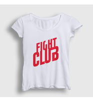 Presmono Kadın Sarı Logo Film Dövüş Kulübü Fight Club T-Shirt 244311tt (Beyaz)