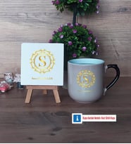 Gold Baş Harf Dekoratif Taş, Kupa Bardak Kırmızı Hediye (Model 9)