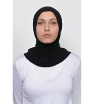 Çıtçıtlı Hazır Eşarp Hijap (Siyah)