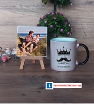 Babalar Günü Hediyesi Fotoğraflı Dekoratif Taş, Kupa Bardak Beyaz Hediye (Model 9)