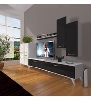 Decoraktiv Eko 6 Slm Std Retro Tv Ünitesi Tv Sehpası (Beyaz-Siyah)