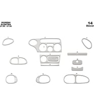 Meriç® Hyundai Elantra Ön Torpido Kaplama Maun 14 Parça 1999-2000 (Alüminyum)