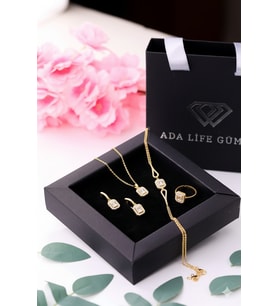 925 Ayar Gümüş Dörtlü Baget  Set (Özel Kutulu) (Gold)