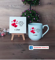 Sevgililer Günü Hediyesi Dekoratif Taş, Kupa Bardak Kırmızı Hediye (Model 4)