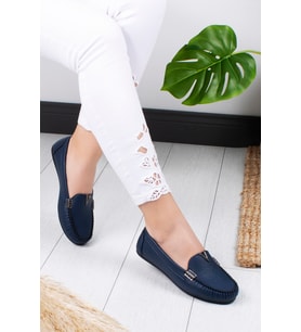 Khayt Flora Casual Günlük Kadın Babet Ayakkabı (Lacivert)