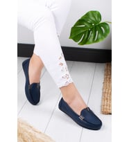 Khayt Flora Casual Günlük Kadın Babet Ayakkabı (Lacivert)