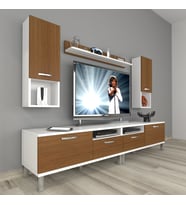 Decoraktiv Eko 5220da Mdf Krom Ayaklı Tv Ünitesi Tv Sehpası (Beyaz - Ceviz)
