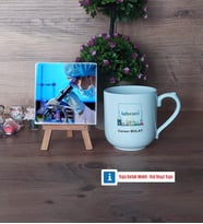 Laborant Fotoğraflı Dekoratif Taş, Kupa Bardak Beyaz Hediye (Model 5)