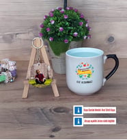 Öğretmenler Günü Hediyesi Kupa Bardak Beyaz ve Fotoğraflı Ahşap Anahtarlık Hediye (Model 10)