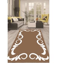 Dijital Kaymaz Taban Yıkanabilir Modern Renkli Salon Halısı Mutfak Halısı Yolluk ND-HT-866 (Kahverengi)