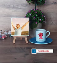 Asker Hediyesi Fotoğraflı Dekoratif Taş, Ahşap Altlıklı Türk Kahvesi Fincanı Hediye (Model 5)
