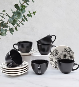 6'lı Çay ve Kahve Fincanı Takımı (Siyah)