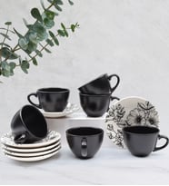 6'lı Çay ve Kahve Fincanı Takımı (Siyah)