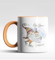 Kişiye Özel Gnome Patenli Cüce Tasarımlı Siyah Kupa (Turuncu)