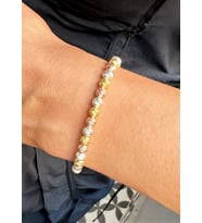 Full Dorika Boncuklu Gümüş Kazaziye Tasarımlı Bileklik : Karışık - 21 cm : Altın - 19 cm (Karışık)