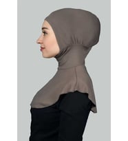 Kadın Tesettür Pratik Boyunluklu Hijab - Sporcu Bone (Koyu Vizon)