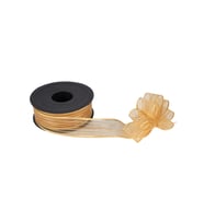 Kına Atölyesi Şifon Gül Çekmeli İpli Kurdela 20 Metre 2.5 Cm (Gold)