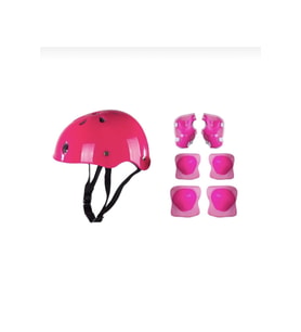 Çocuk Kask Dizlik Dirseklik Kemik Set 7 Parça (Pembe)