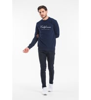 Erkek Bisiklet Yaka Regular Kalıp İnce Californıa  Baskılı Sweatshırt SPR24SW125 (Lacivert)