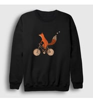Presmono Unisex Beyaz Bicycle Fox Tilki Sweatshirt 367443tt (Siyah)