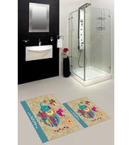 EVDEYA Baskılı Yıkanabilir Renkli Fil Desenli İkili Banyo Halısı Paspas Klozet Takımı, KLOZET-31-GRİ, (Kahverengi)