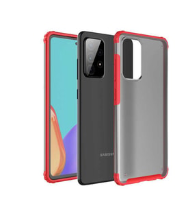 Ceponya Samsung Galaxy A52 Kılıf Kamera Çıkıntılı Airbag Tasarım Sert Silikon (Kırmızı)