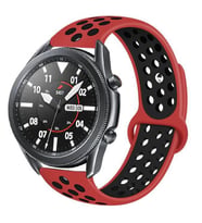 Huawei Honor Magic 2 46 mm KRD-02 Suya Dayanıklı Delikli Renkli Silikon Kordon (Kırmızı-Siyah)