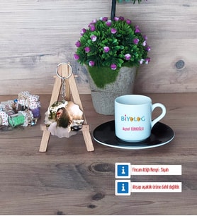 Biyolog Türk Kahvesi Fincanı Ahşap Altlıklı ve Fotoğraflı Ahşap Anahtarlık HediyeBiyologa Hediye (Model 7)