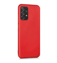 Vendas Samsung A52 Premier soft serisi yumuşak silikon kılıf + 5D Cam Ekran Koruyucu (Kırmızı)