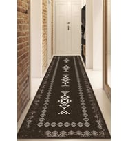 Dijital Baskılı Kaymaz Taban Yıkanabilir Modern Yolluk Ve Koridor Halısı NDU-SD-1045 (Kahverengi)