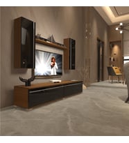 Decoraktiv Eko 5D Mdf Std Tv Ünitesi Tv Sehpası - Beyaz - Pera (Siyah - Ceviz)