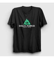 Presmono Unisex Beyaz Logo Oyun Delta Force Hawk Ops T-Shirt 476390tt (Siyah)