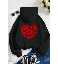 More Love Baskılı  Pamuklu Oversize Sweatshirt (Siyah)