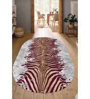Dijital Baskılı Kaymaz Taban Yıkanabilir Oval Salon Halısı Mutfak Halısı Yolluk NDO-HT-1101 (Bordo)