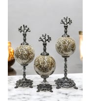 Mercan Başlı Metal Dekoratif Obje (Vizon)