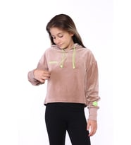 Toontoy Kız Çocuk Kapüşonlu Kadife Sweatshirt (Kahverengi)