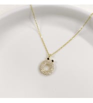 925 ayar zirkon taşlı gümüş harf kolye (Gold)