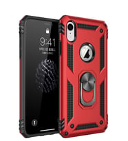 Microsonic Apple iPhone XR Kılıf Military Ring Holder (Kırmızı)