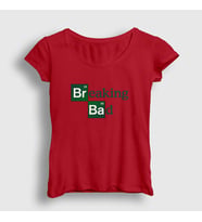 Presmono Kadın Sarı Logo Breaking Bad T-Shirt 185212tt (Kırmızı)