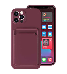 Apple iPhone 12 Pro Max Kılıf Zore Ofix Kartlık Bölmeli Kılıf (Mürdüm)