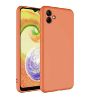 Vendas Samsung Galaxy A04 Uyumlu W-Lansman Serisi Yumuşak Dokulu Kadife Iç Tasarımlı Lansman Kılıf (Turuncu)