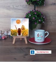 Patoloji Teknikeri Fotoğraflı Dekoratif Taş, Ahşap Altlıklı Türk Kahvesi Fincanı Hediye (Model 3)