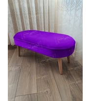 Ultra Lüks Oval Parrot Puf Ahşap Ayak (Eflatun)