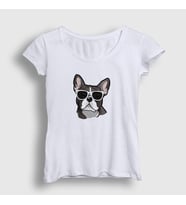 Presmono Kadın Sarı French Bulldog Köpek T-Shirt 401553tt (Beyaz)